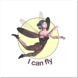 I can fly fairy faerie elf dragonfly wings flying Posters and Art